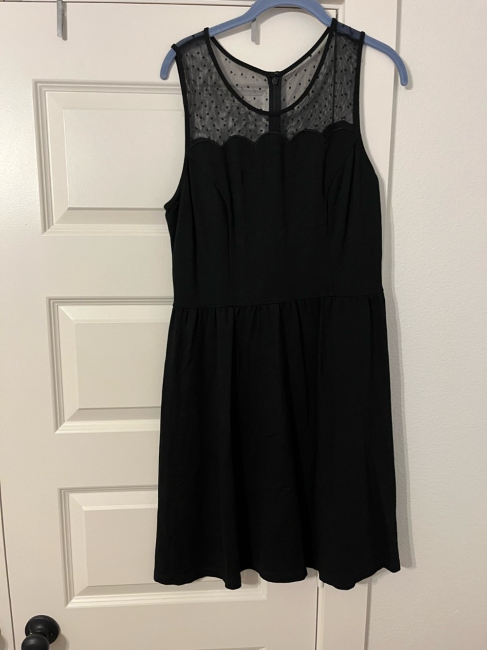 41 Hawthorn Black Sleeveless Dot Mesh Yoke Dress